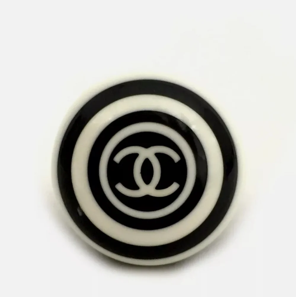 CHANEL CC LOGO BLACK PLASTIC RING/Q4248